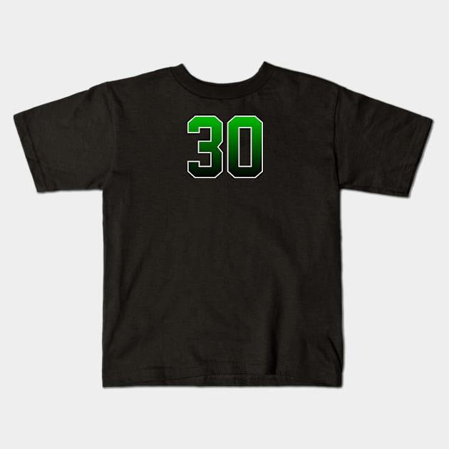 Green Number 30 Kids T-Shirt by Ericokore